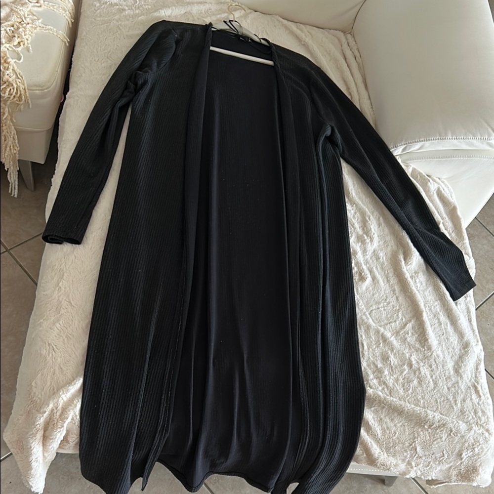 Black Long Open Cardigan